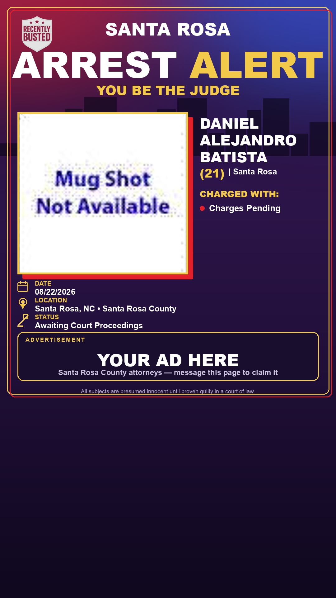 Arrest report - Daniel Alejandro Batista