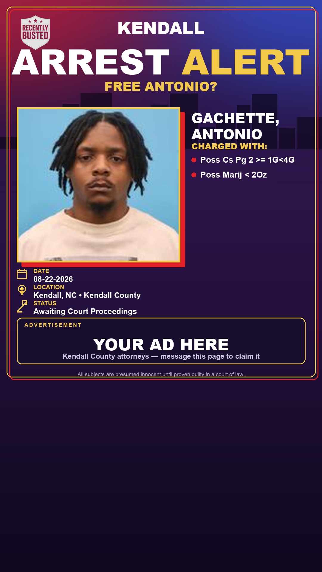 Arrest report - Gachette, Antonio