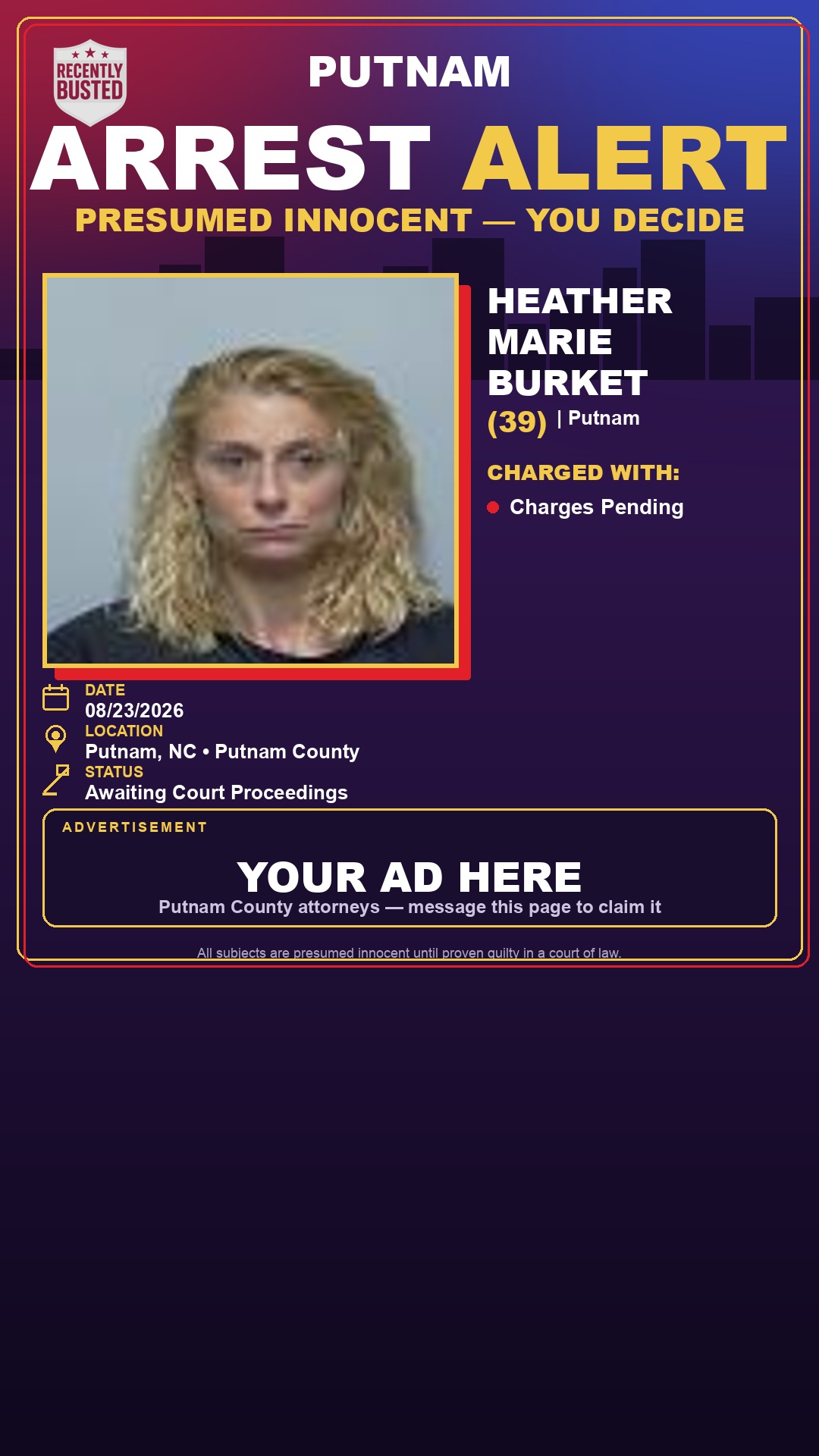 Arrest report - Heather Marie Burket