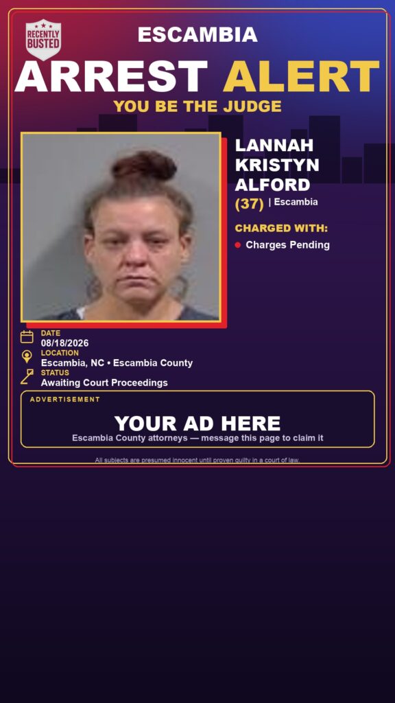 Arrest report - Lannah Kristyn Alford