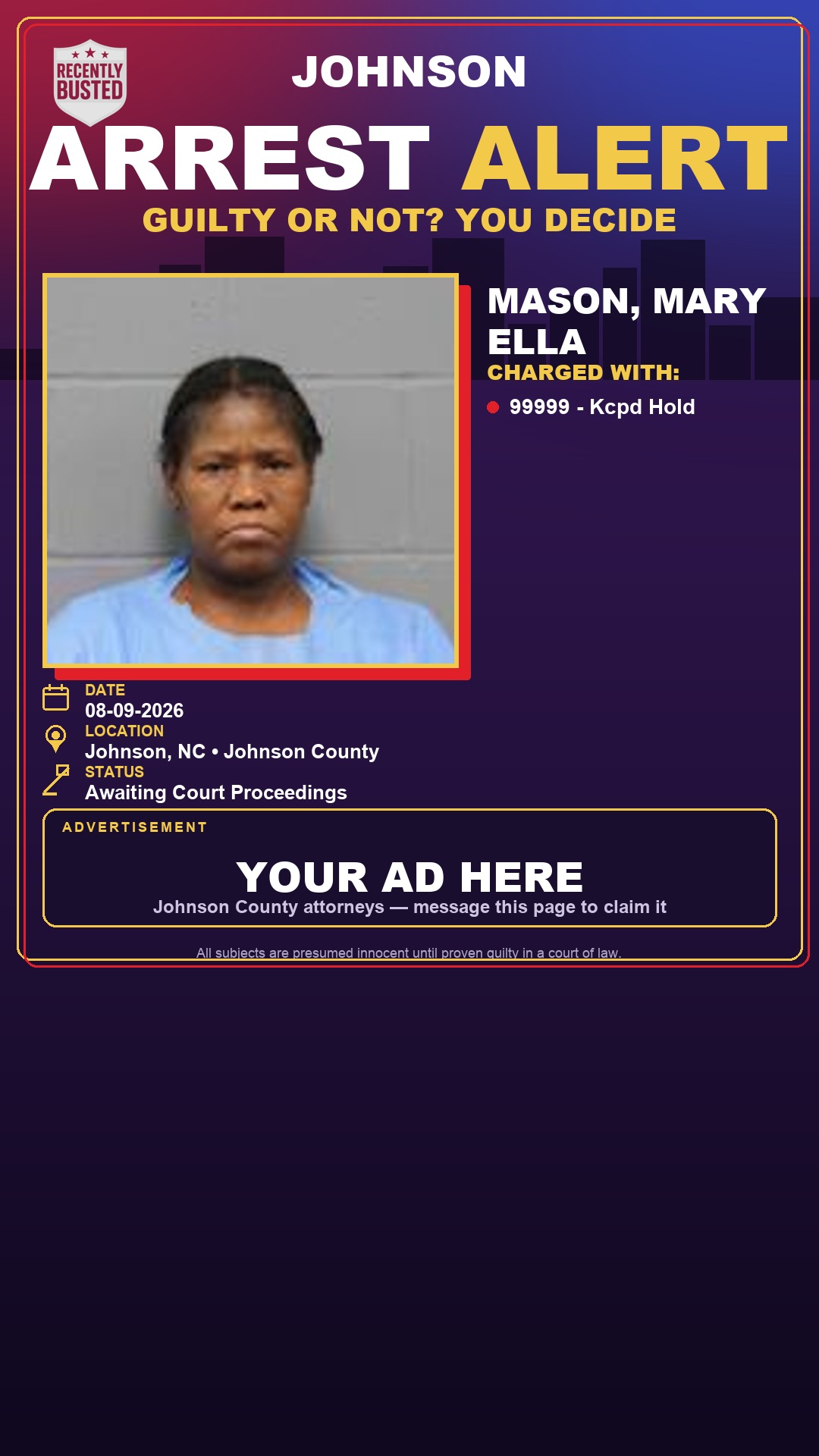 Arrest report - MASON, MARY ELLA
