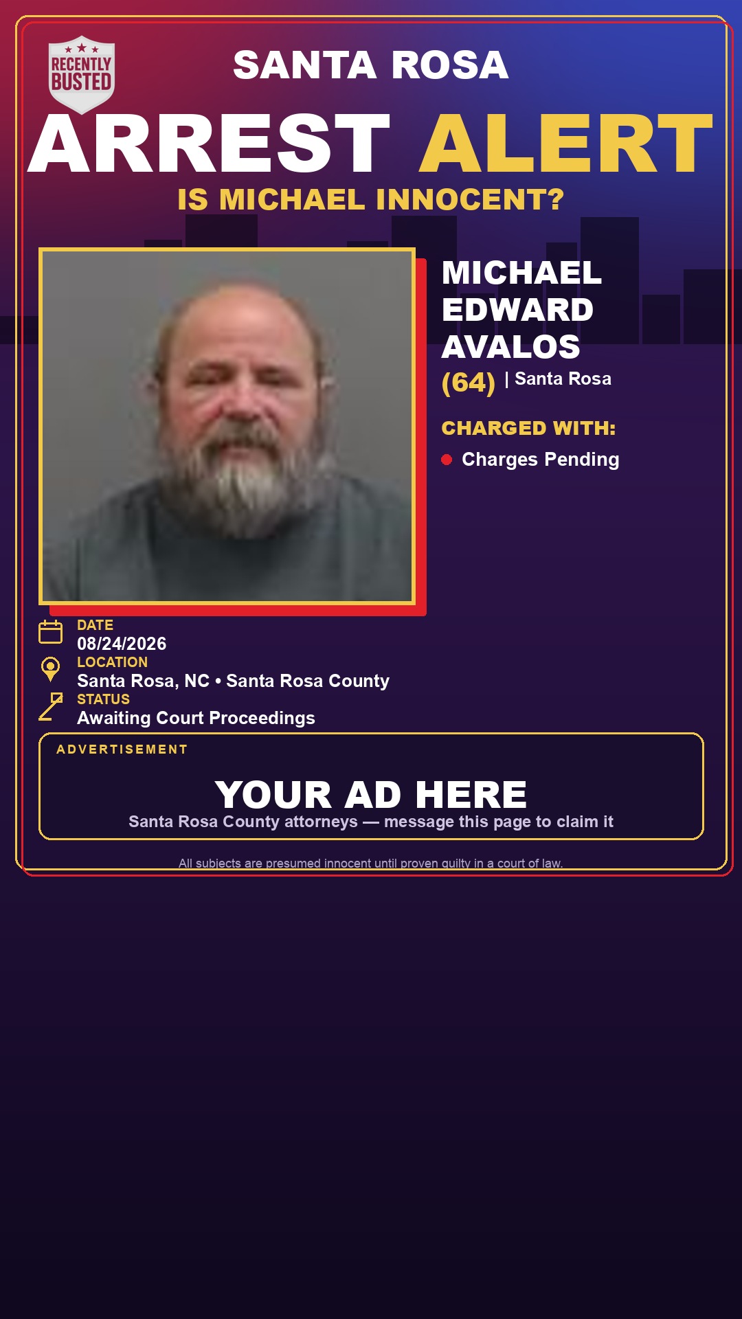 Arrest report - Michael Edward Avalos