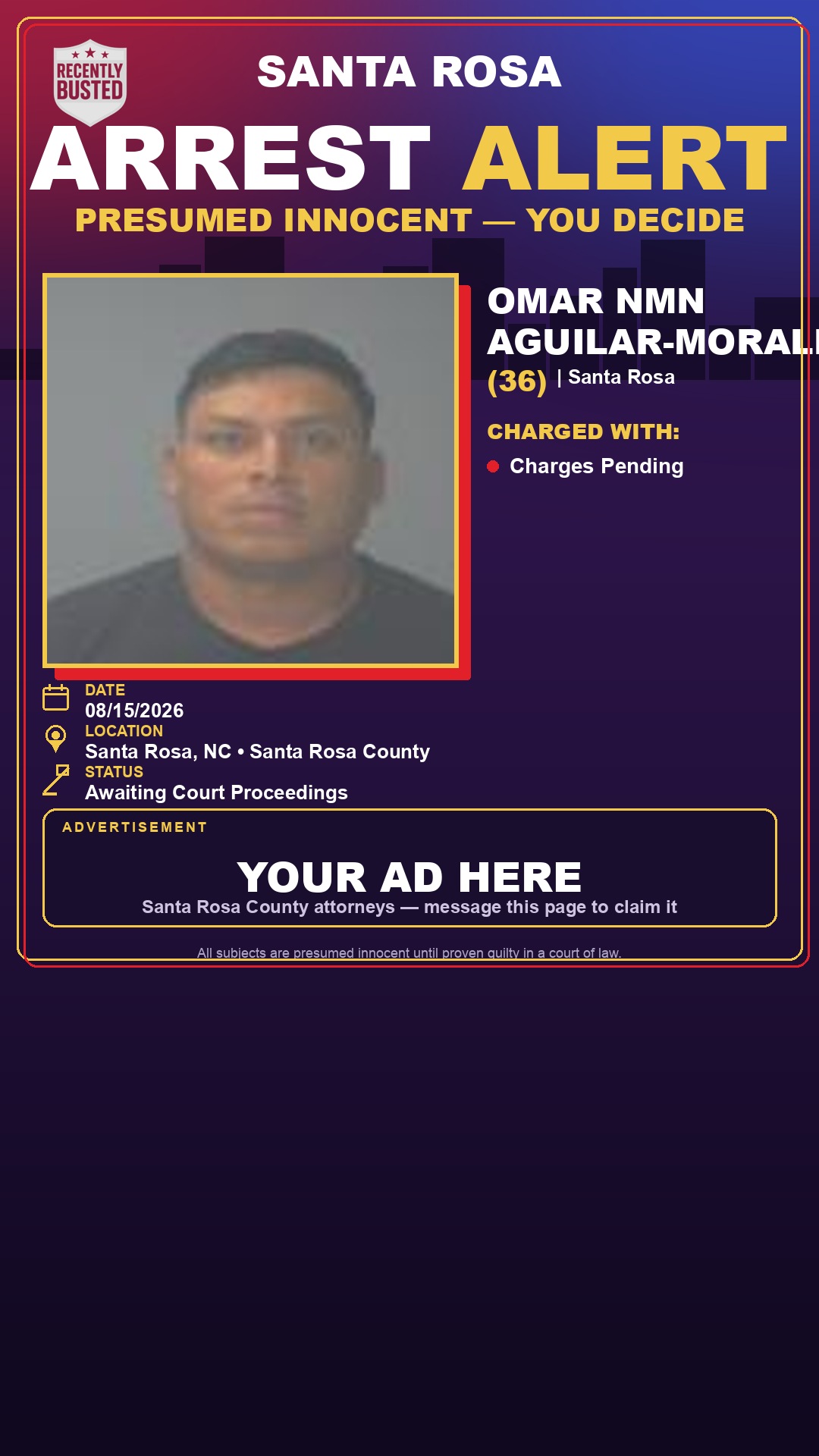Arrest report - Omar Nmn Aguilar-Morales