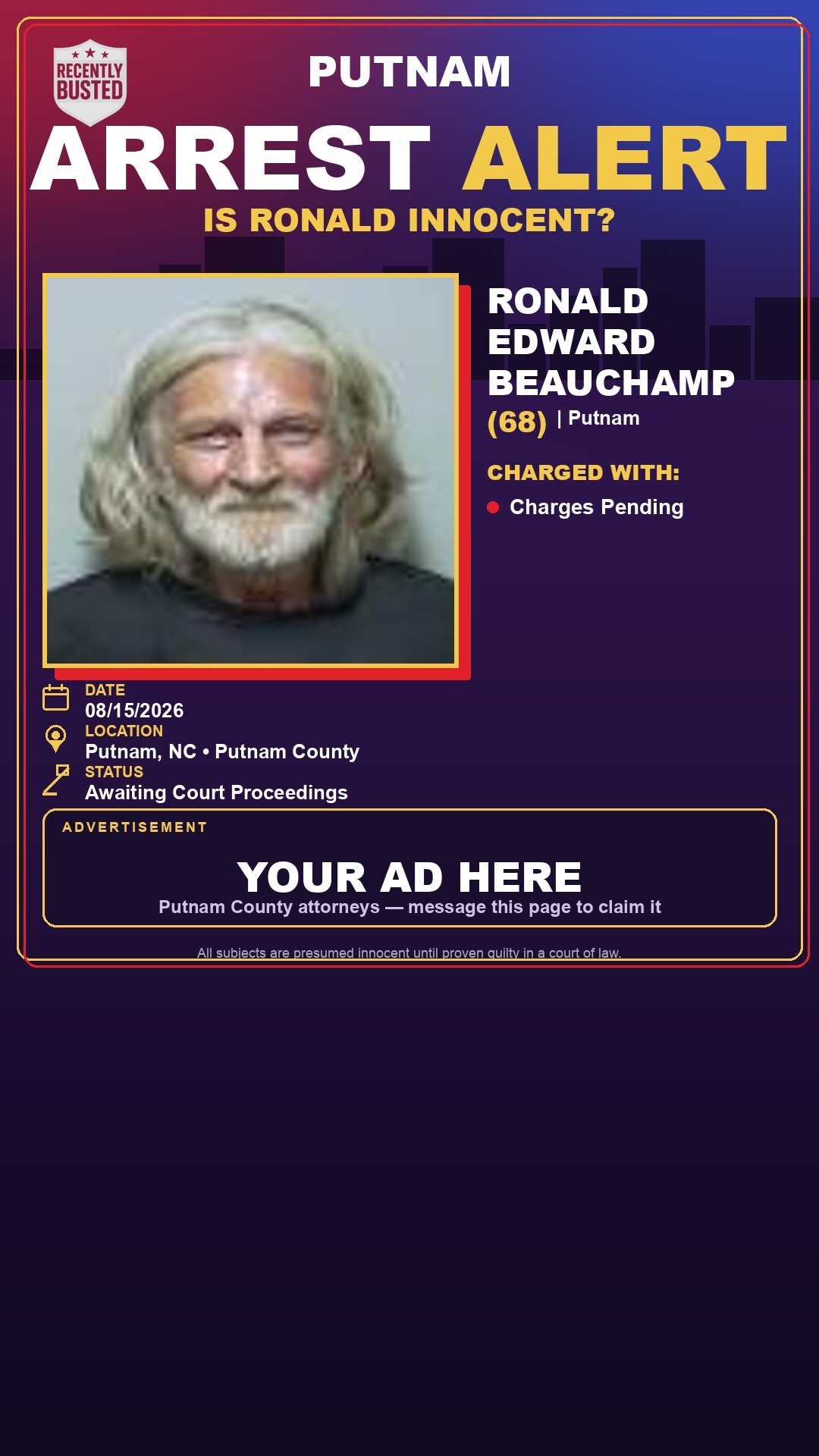 Arrest report - Ronald Edward Beauchamp