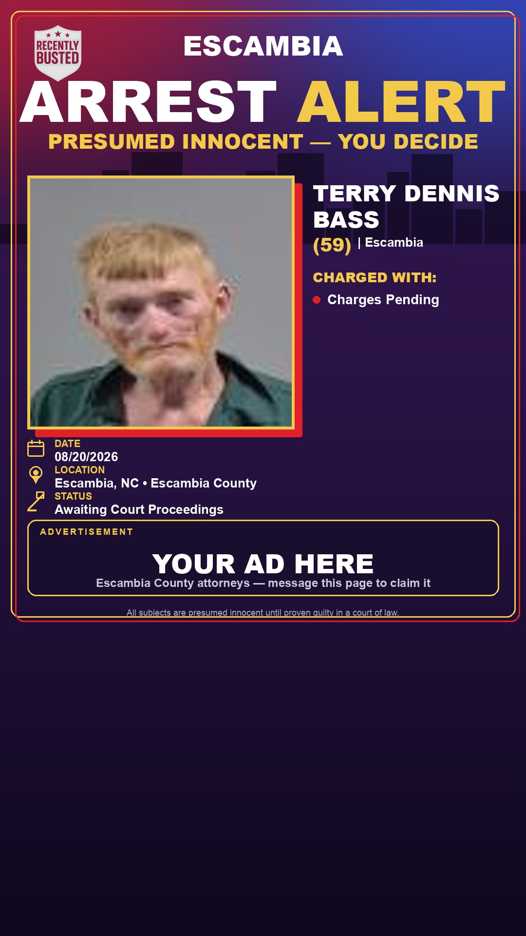 Arrest report - Terry Dennis Bass