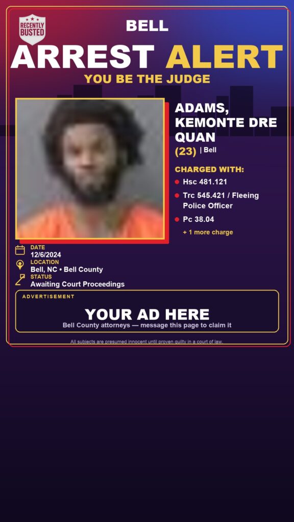 Arrest report - ADAMS, KEMONTE DRE QUAN