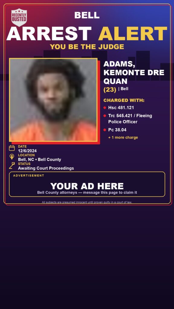 Arrest report — ADAMS, KEMONTE DRE QUAN