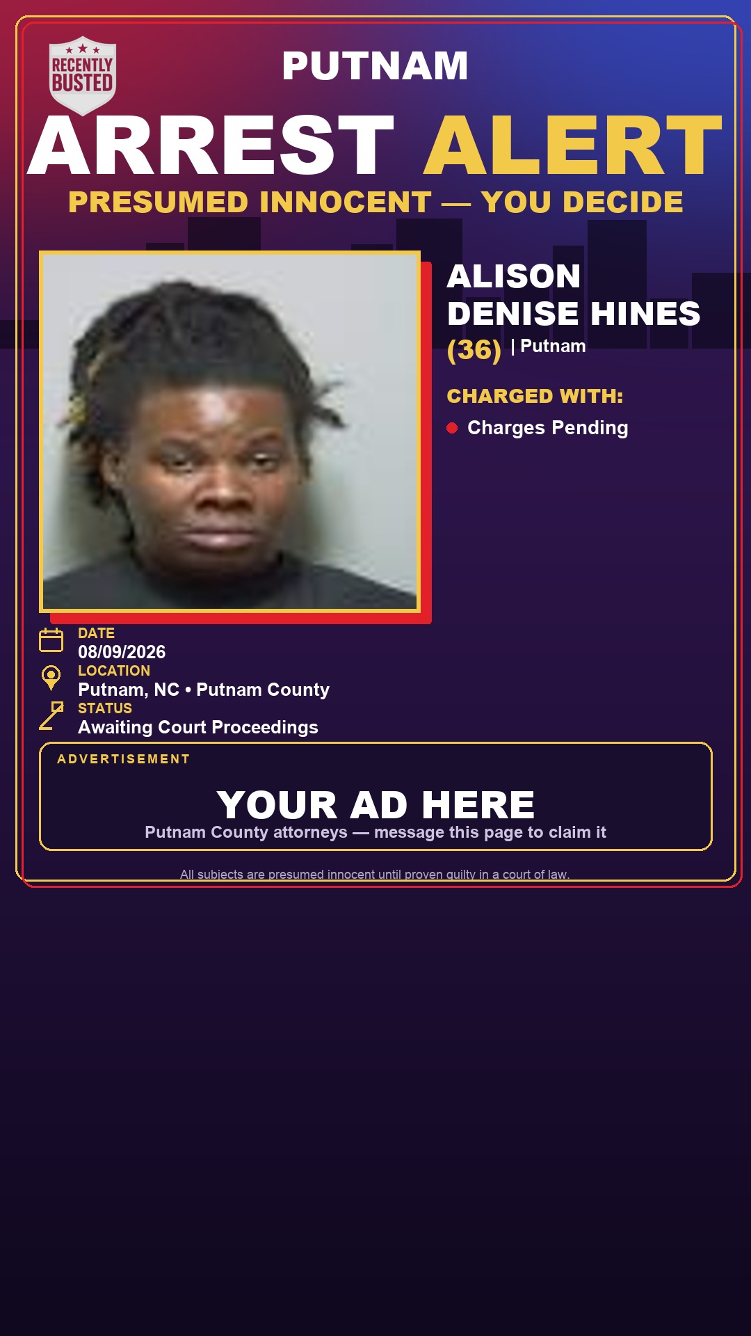 Arrest report - Alison Denise Hines