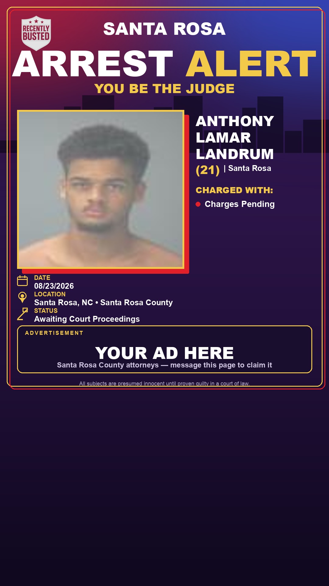 Arrest report - Anthony Lamar Landrum