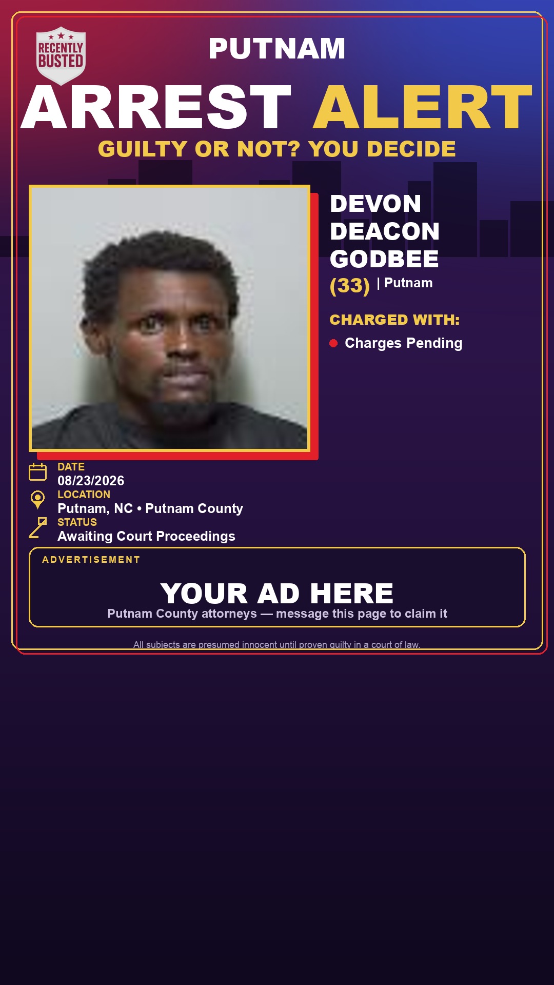 Arrest report - Devon Deacon Godbee