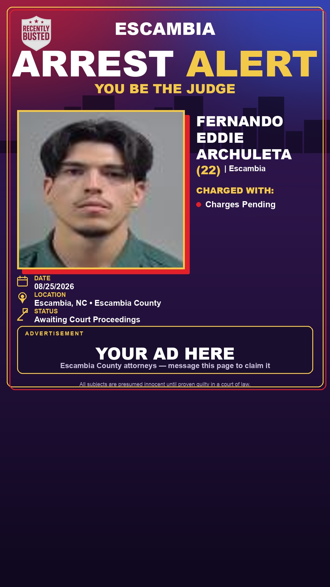 Arrest report - Fernando Eddie Archuleta