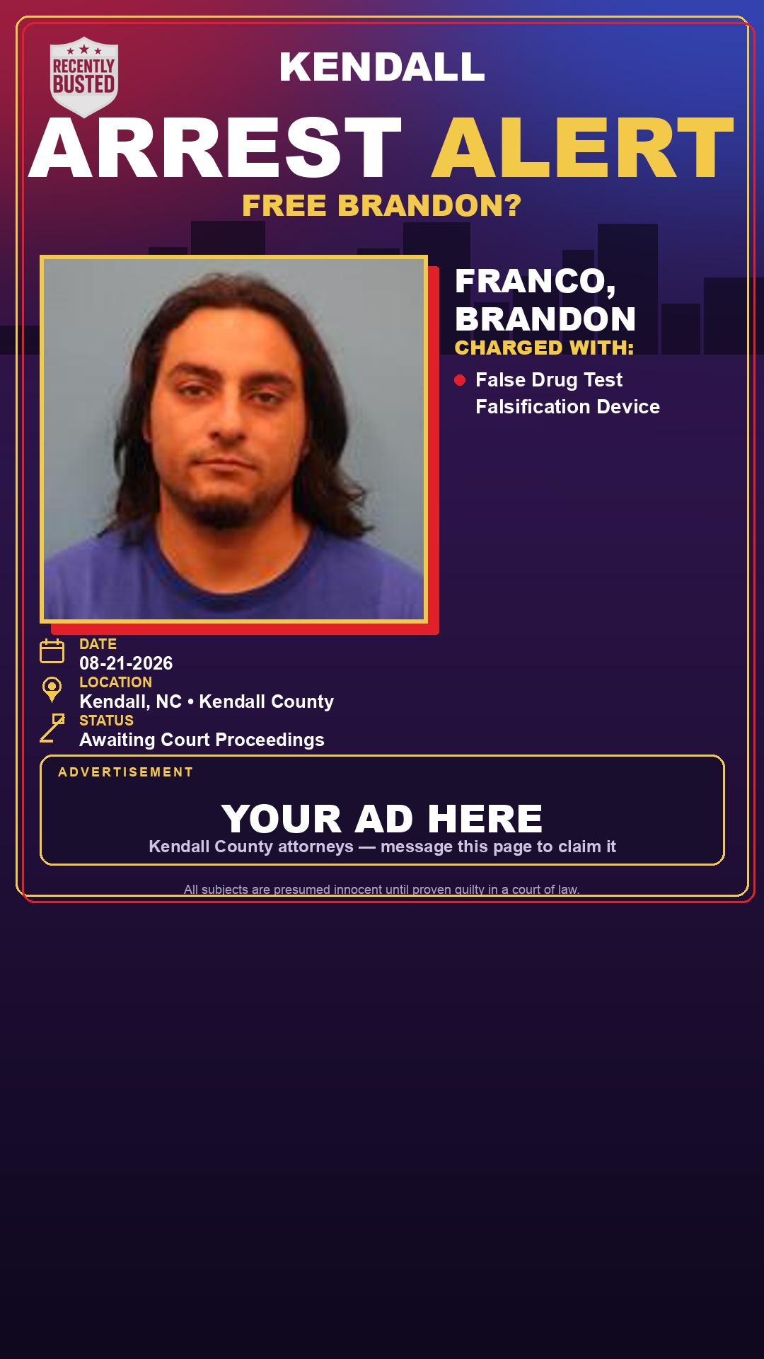 Arrest report - Franco, Brandon