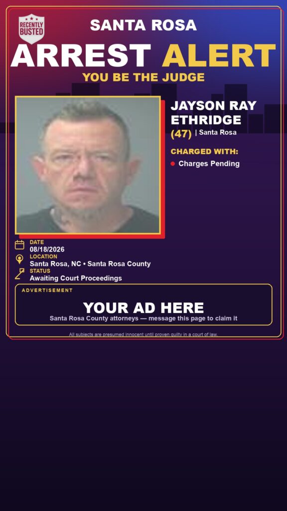 Arrest report - Jayson Ray Ethridge