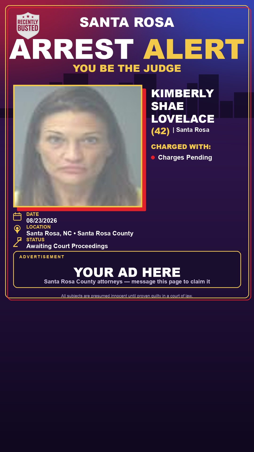 Arrest report - Kimberly Shae Lovelace