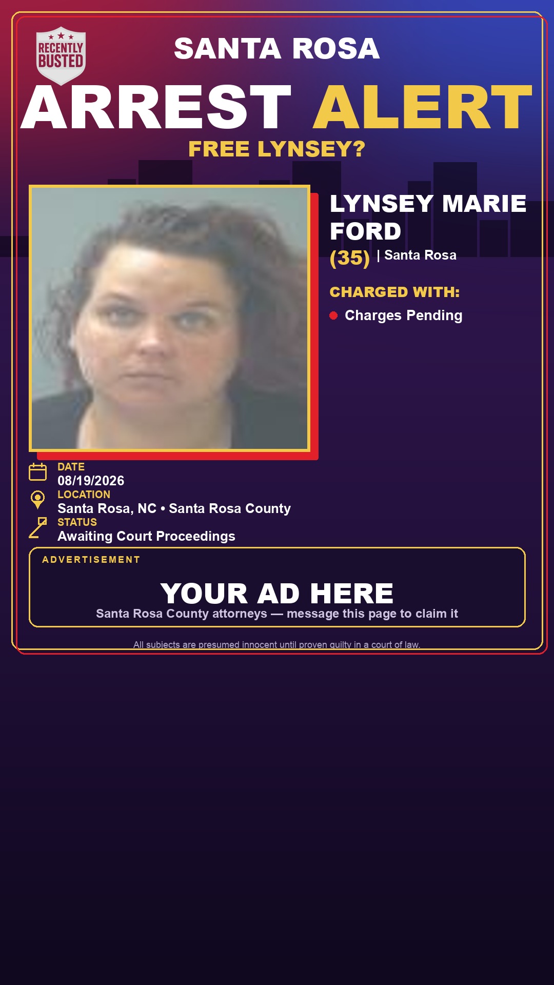 Arrest report - Lynsey Marie Ford