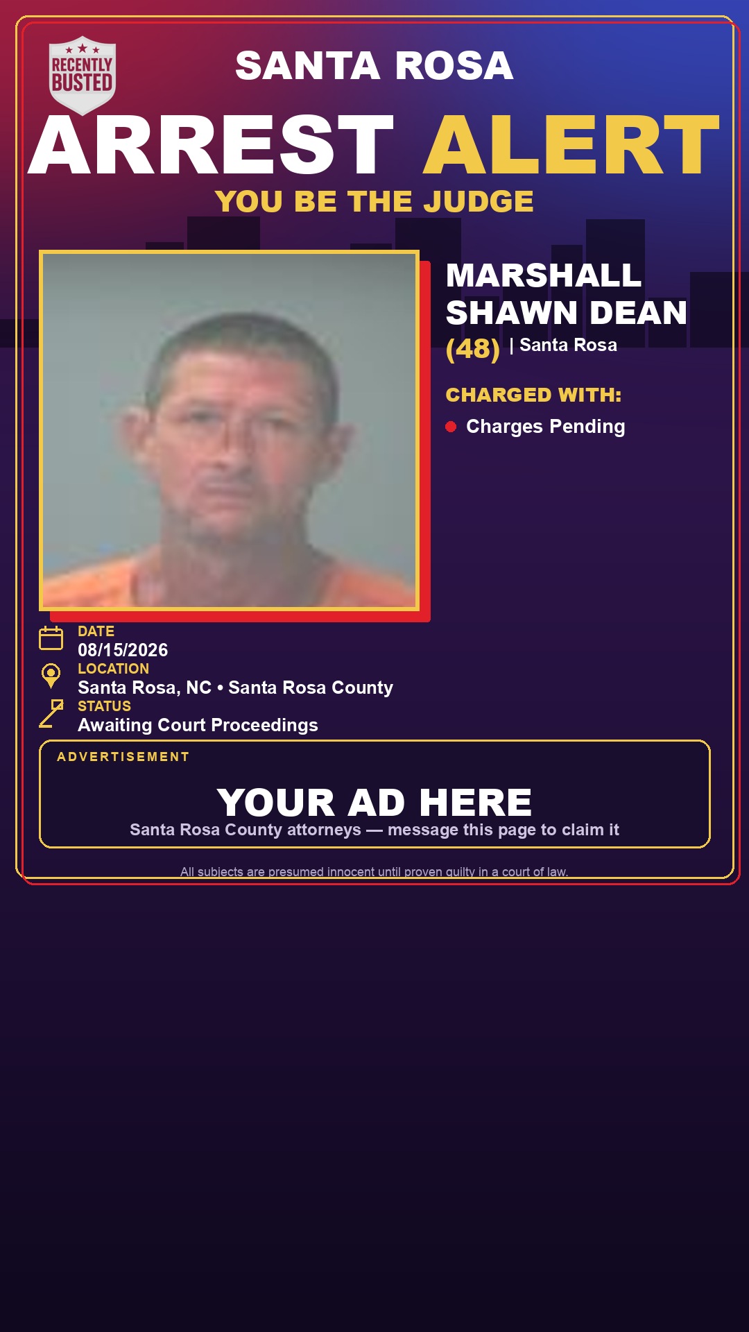 Arrest report - Marshall Shawn Dean