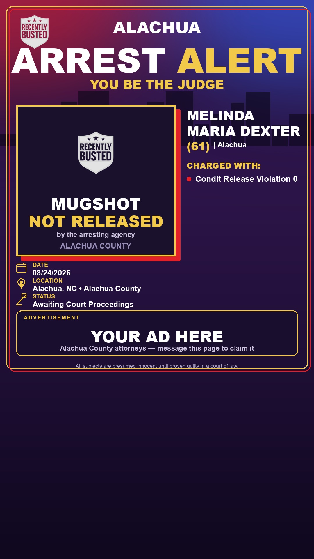 Arrest report - Melinda Maria Dexter