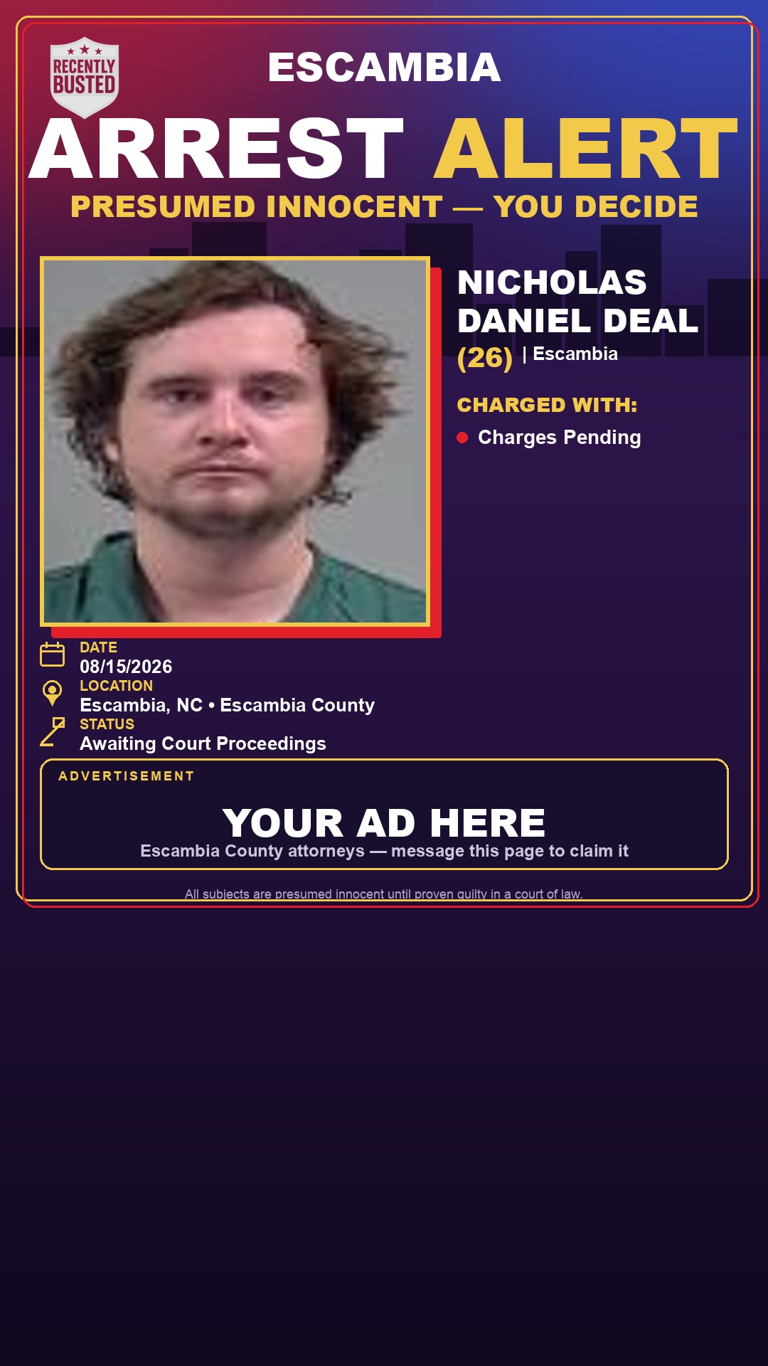 Arrest report - Nicholas Daniel Deal