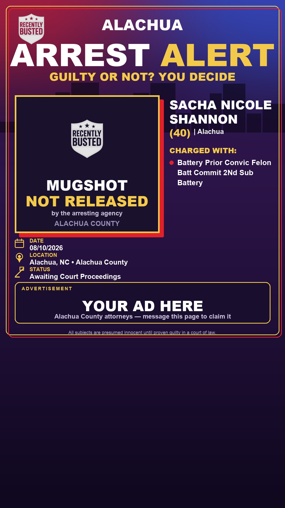 Arrest report - Sacha Nicole Shannon