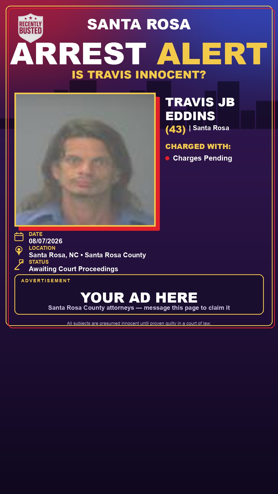 Arrest report - Travis Jb Eddins