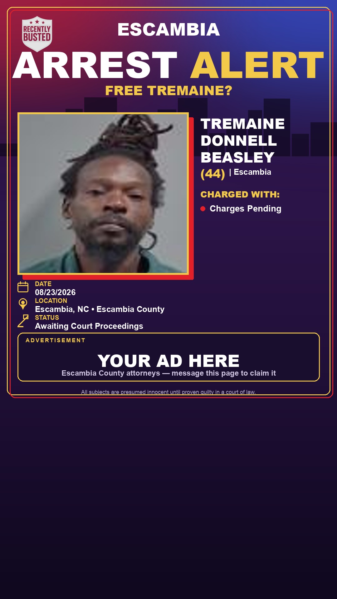 Arrest report - Tremaine Donnell Beasley