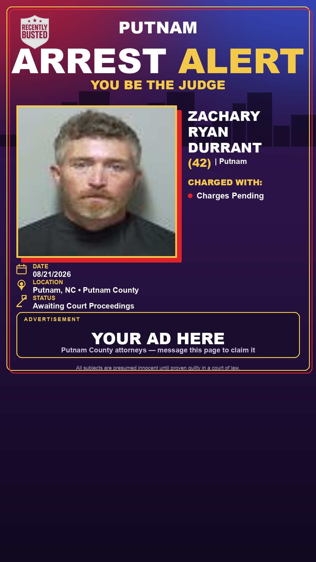 Arrest report - Zachary Ryan Durrant