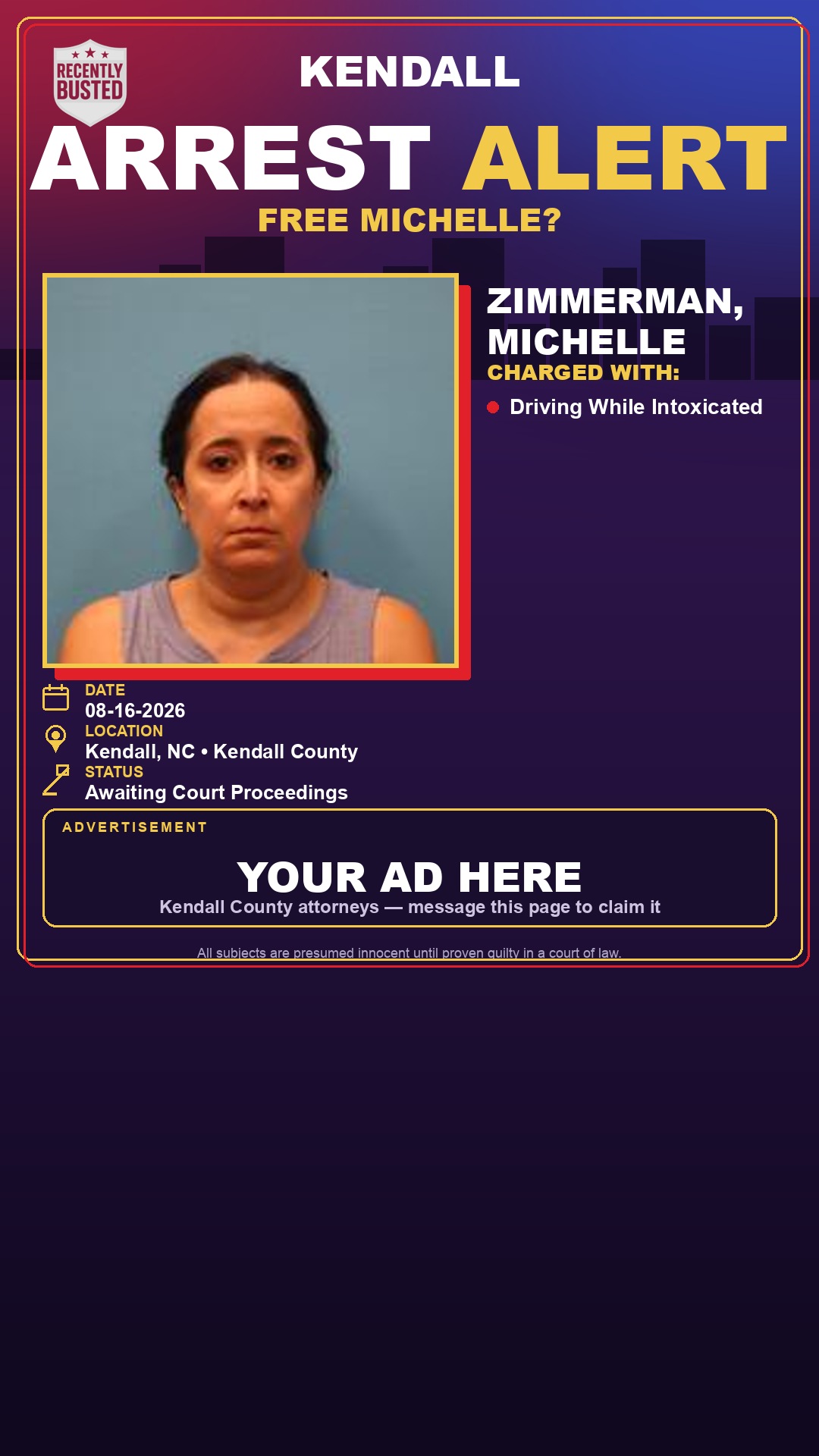 Arrest report - Zimmerman, Michelle