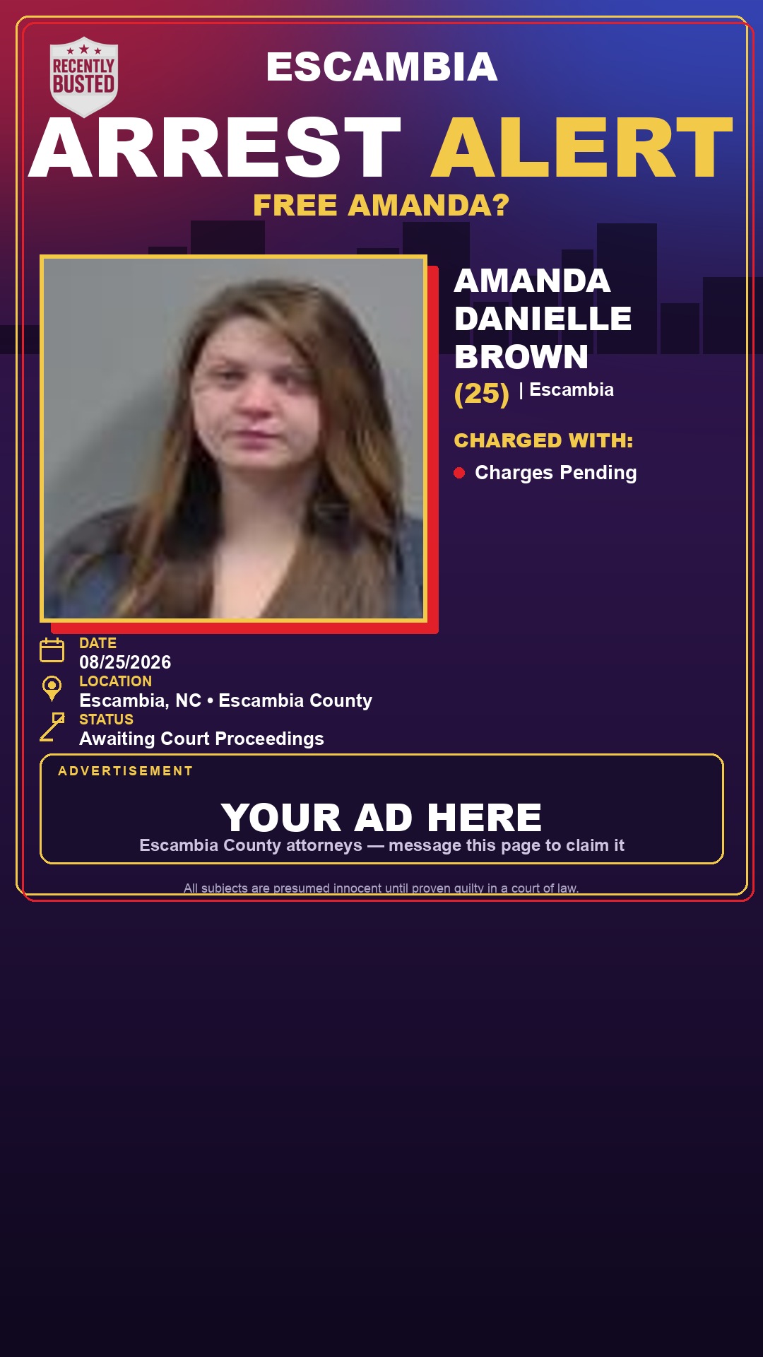 Arrest report - Amanda Danielle Brown