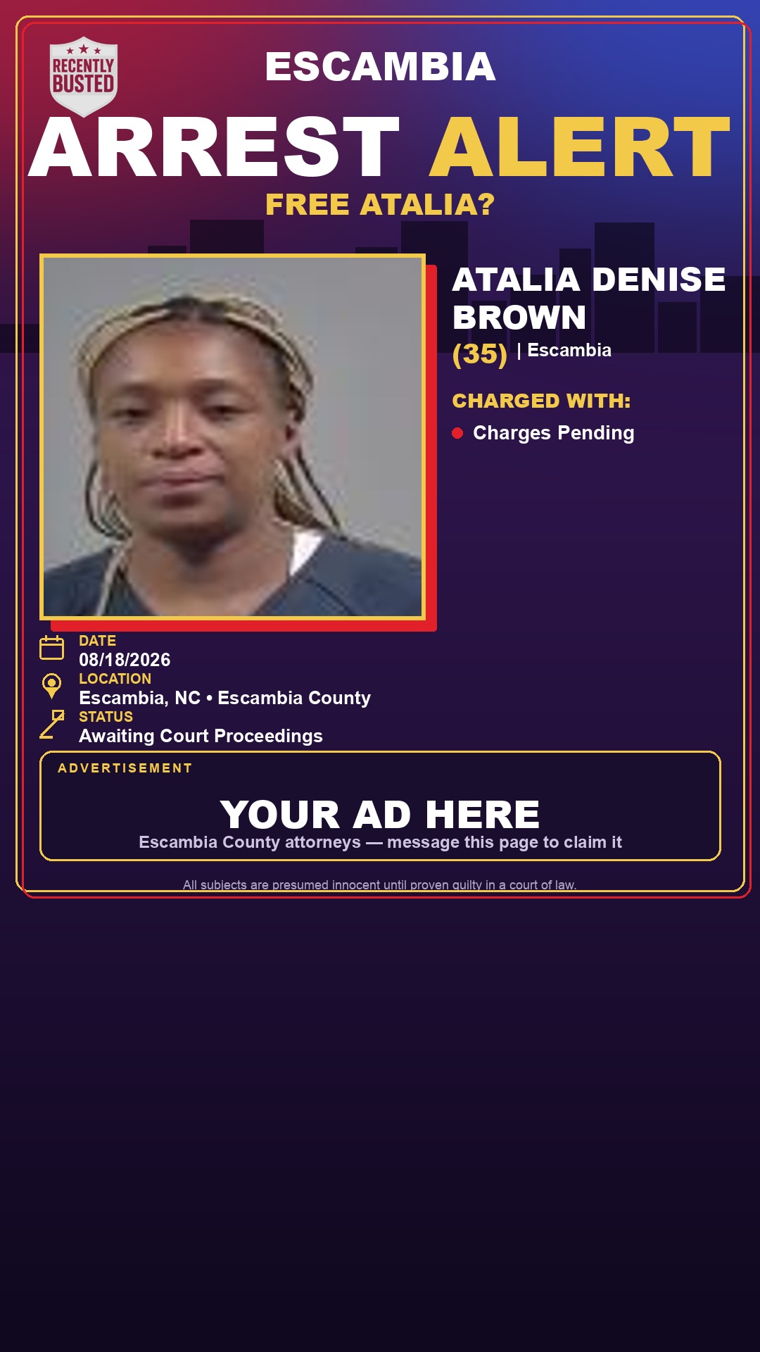 Arrest report - Atalia Denise Brown