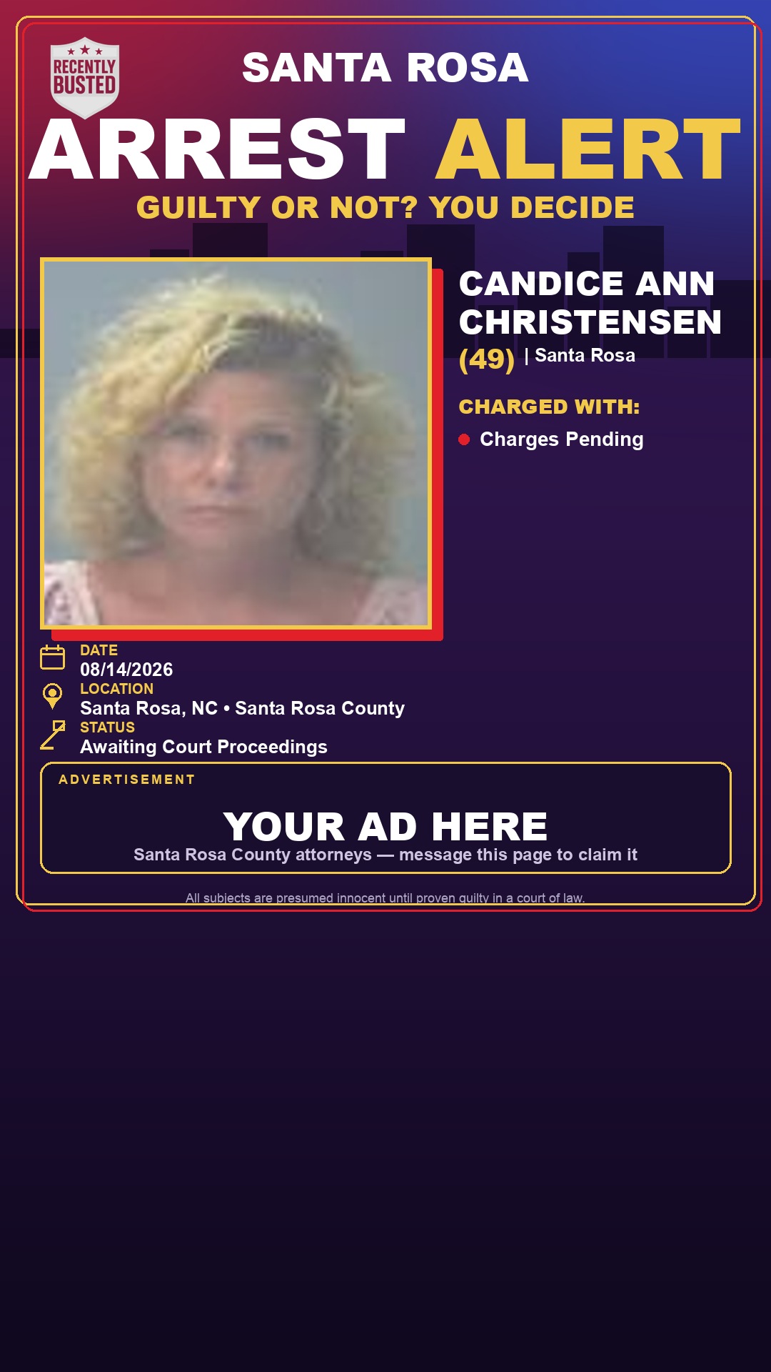 Arrest report - Candice Ann Christensen