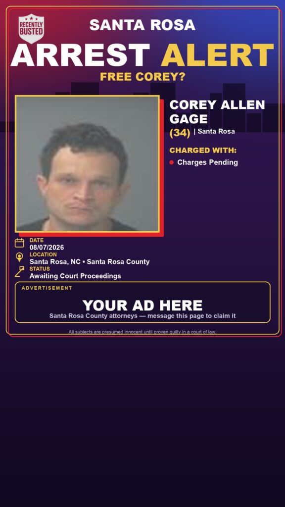 Arrest report - Corey Allen Gage