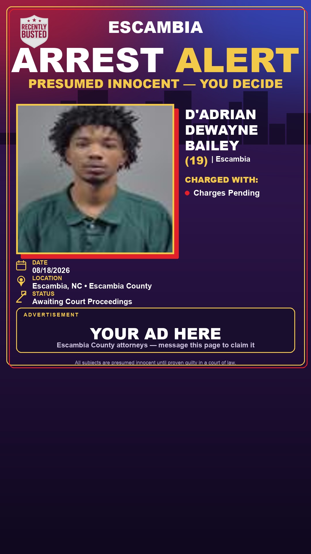 Arrest report - D'Adrian Dewayne Bailey