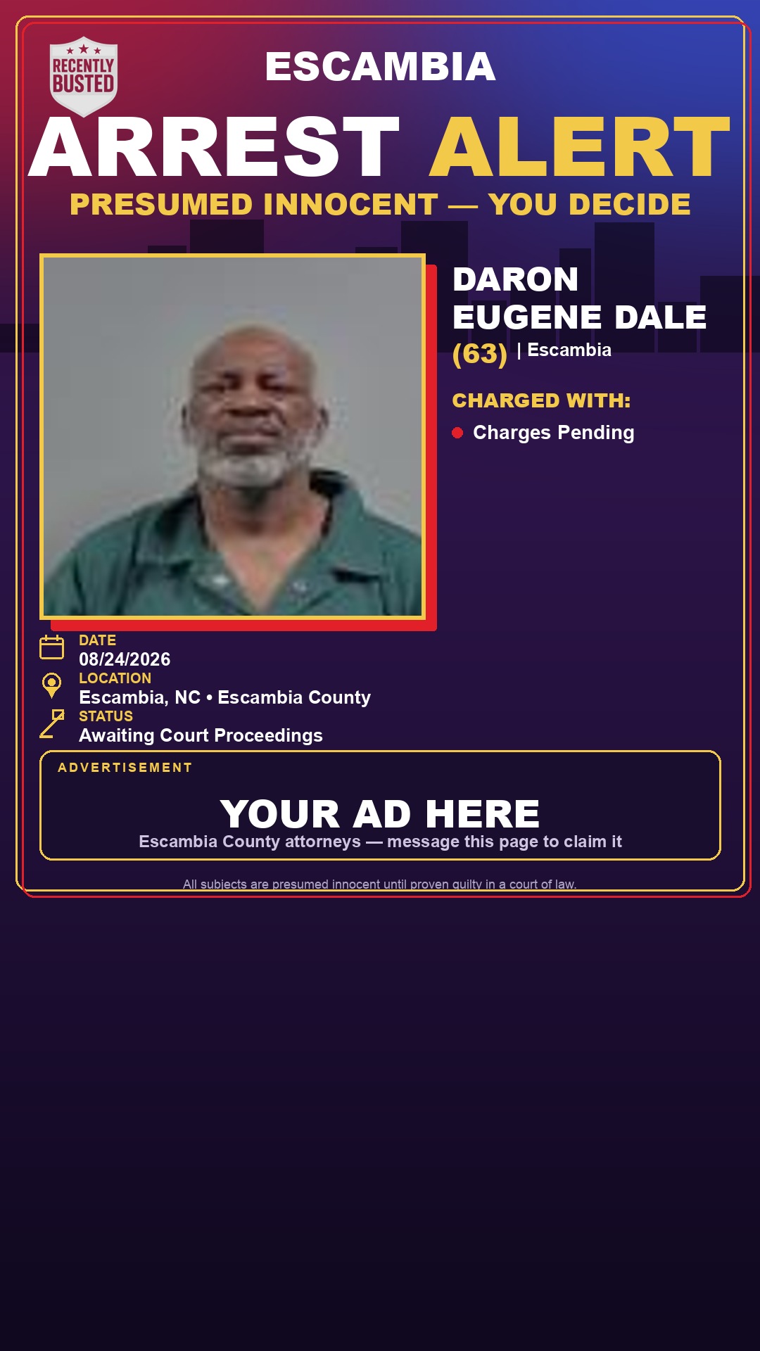 Arrest report - Daron Eugene Dale