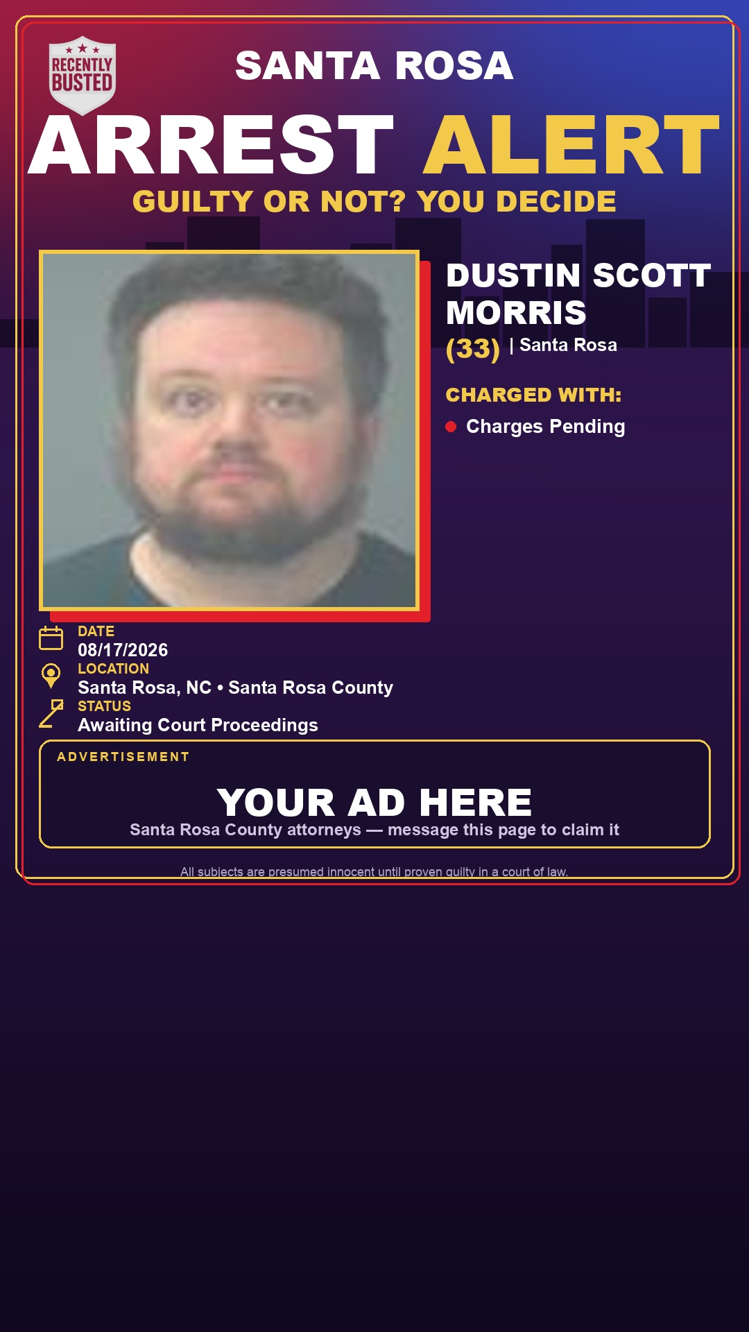 Arrest report - Dustin Scott Morris