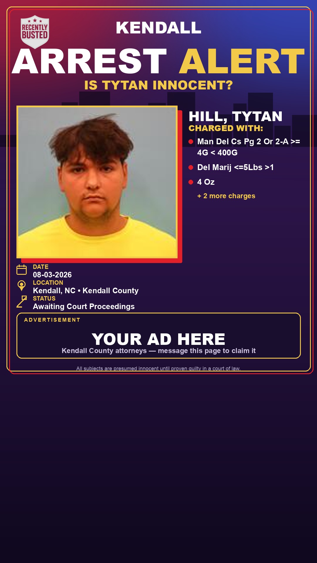 Arrest report - Hill, Tytan