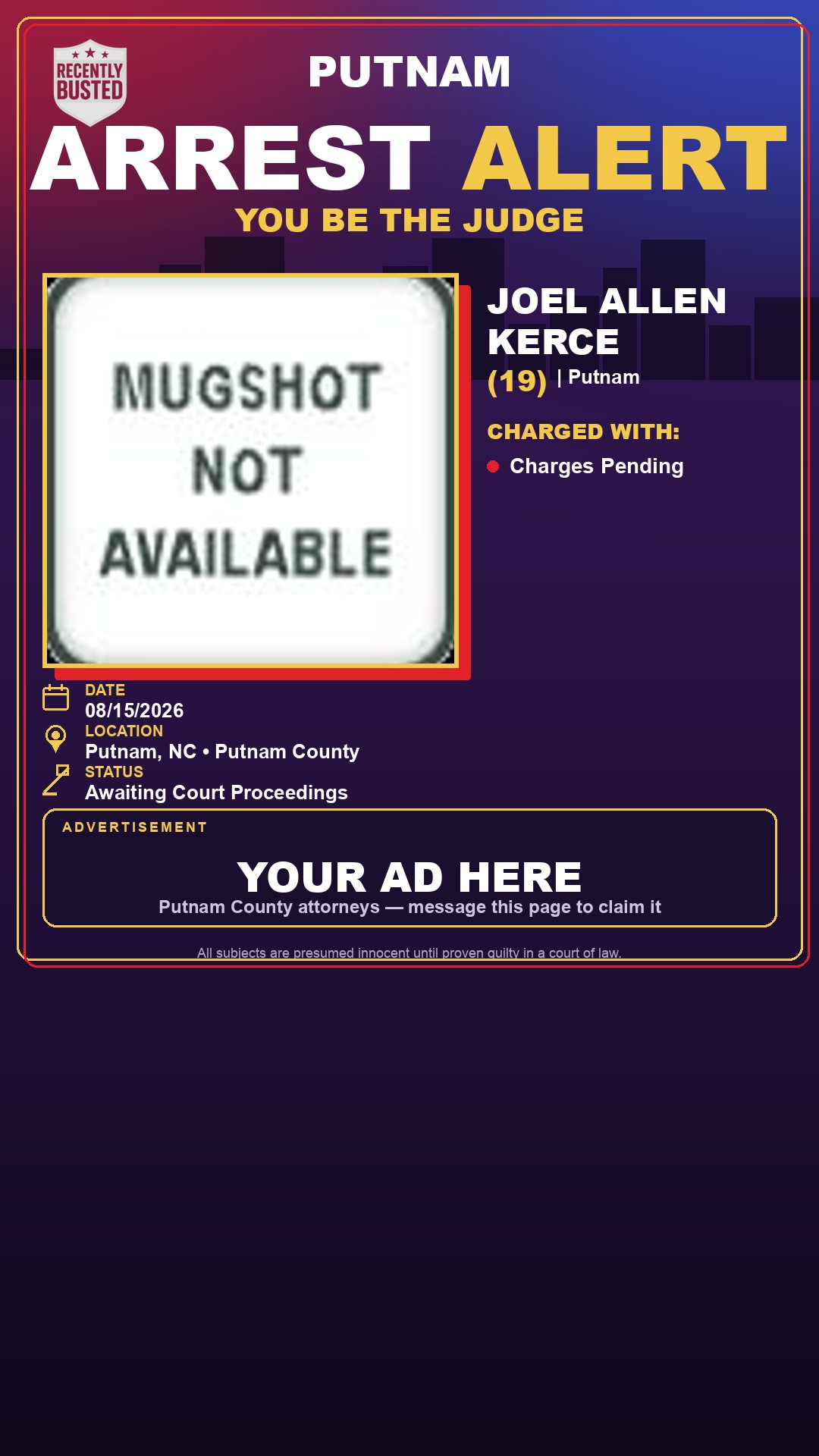 Arrest report - Joel Allen Kerce