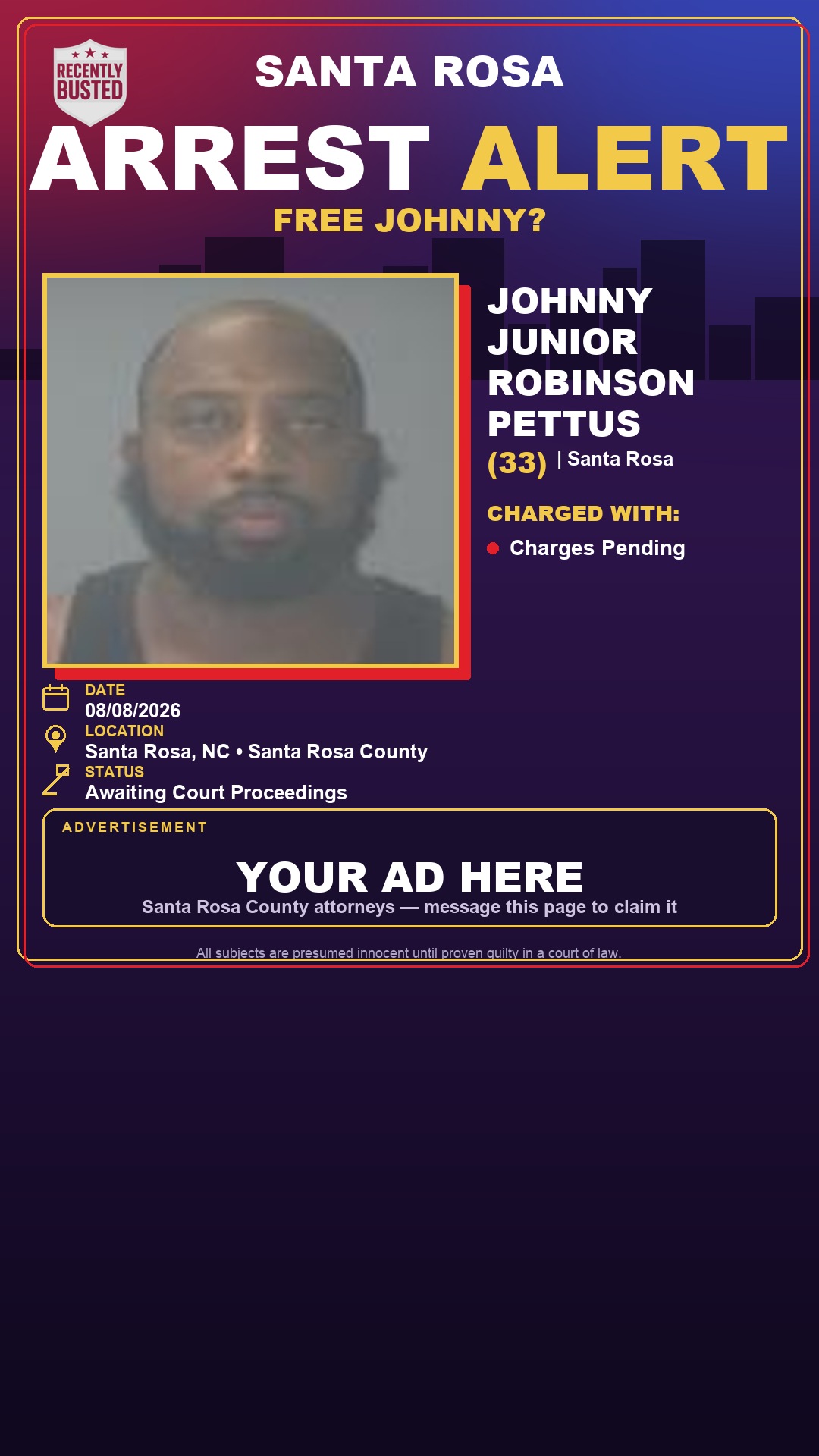 Arrest report - Johnny Junior Robinson Pettus