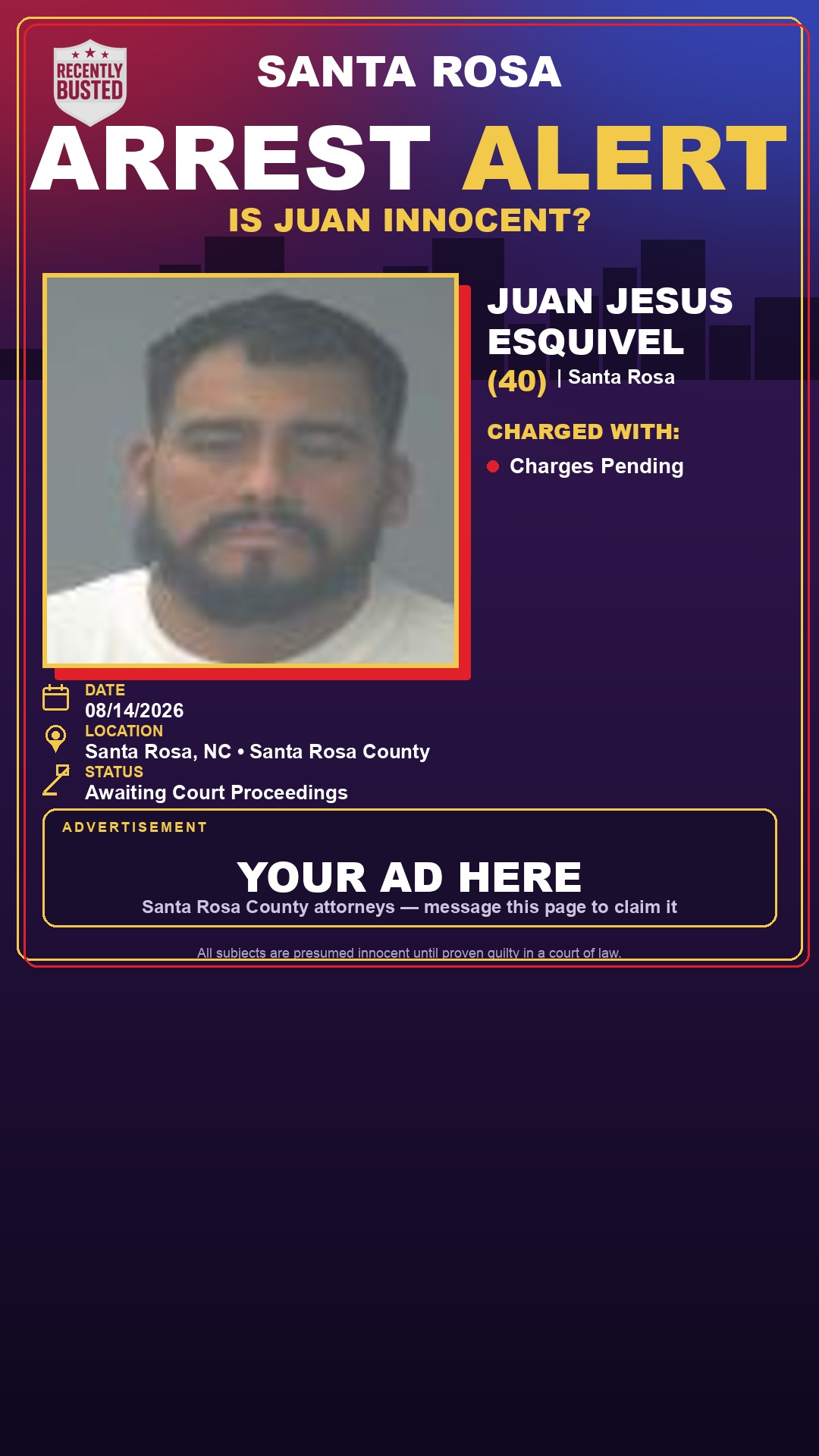 Arrest report - Juan Jesus Esquivel
