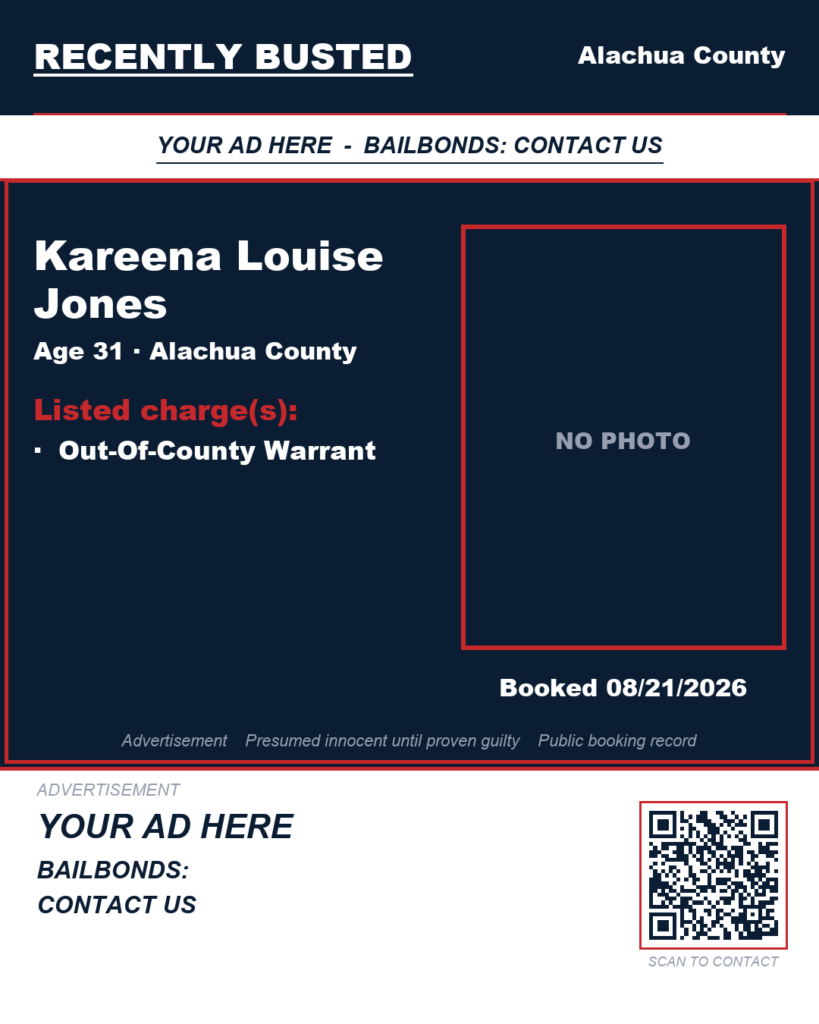 Arrest report — Kareena Louise Jones