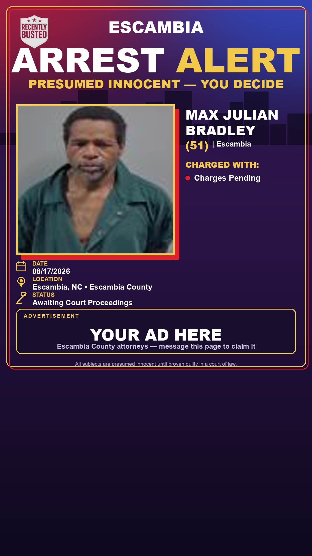 Arrest report - Max Julian Bradley