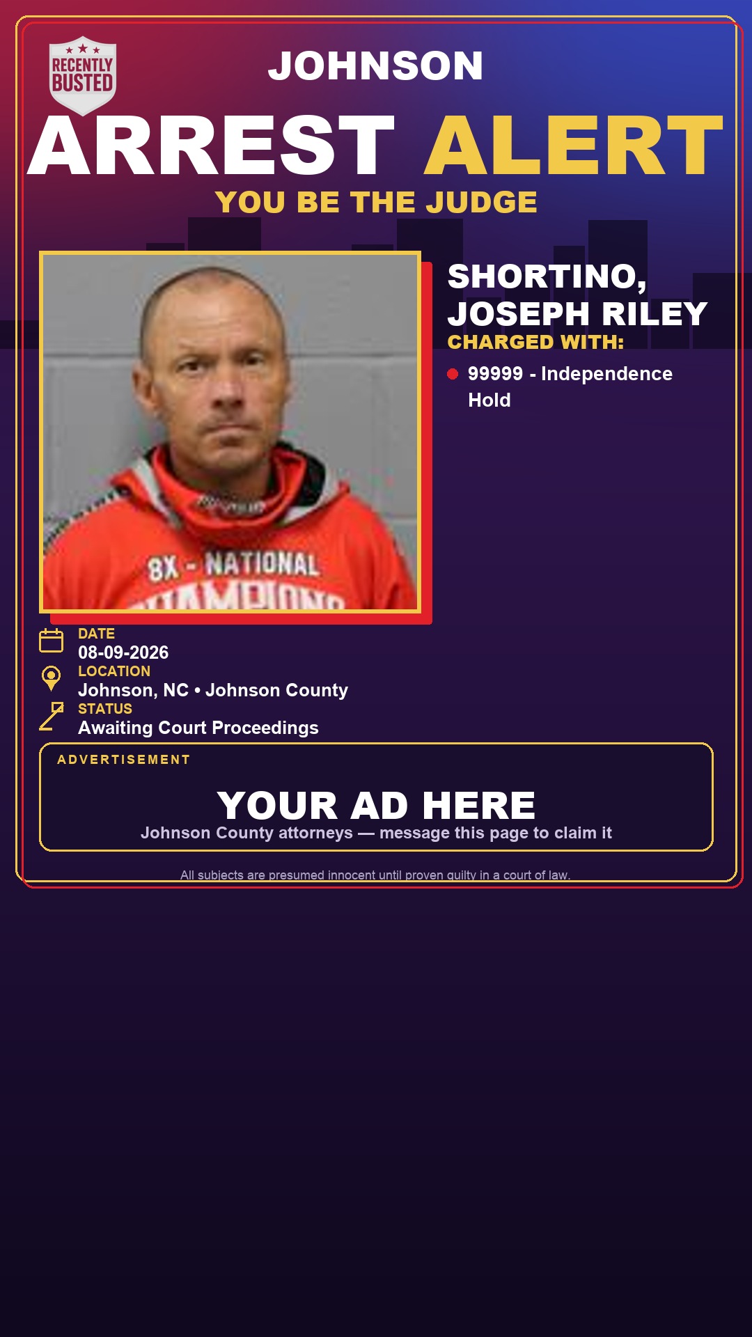 Arrest report - SHORTINO, JOSEPH RILEY