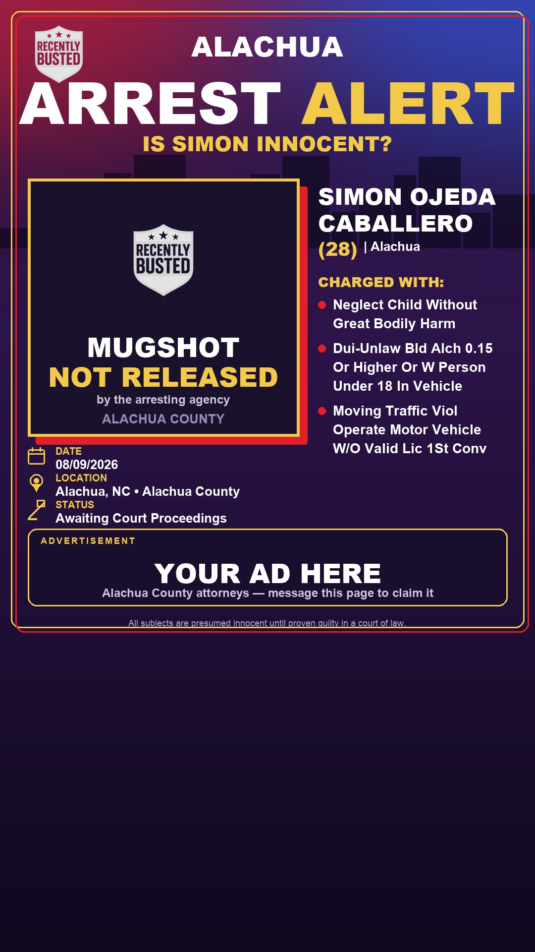 Arrest report - Simon Ojeda Caballero