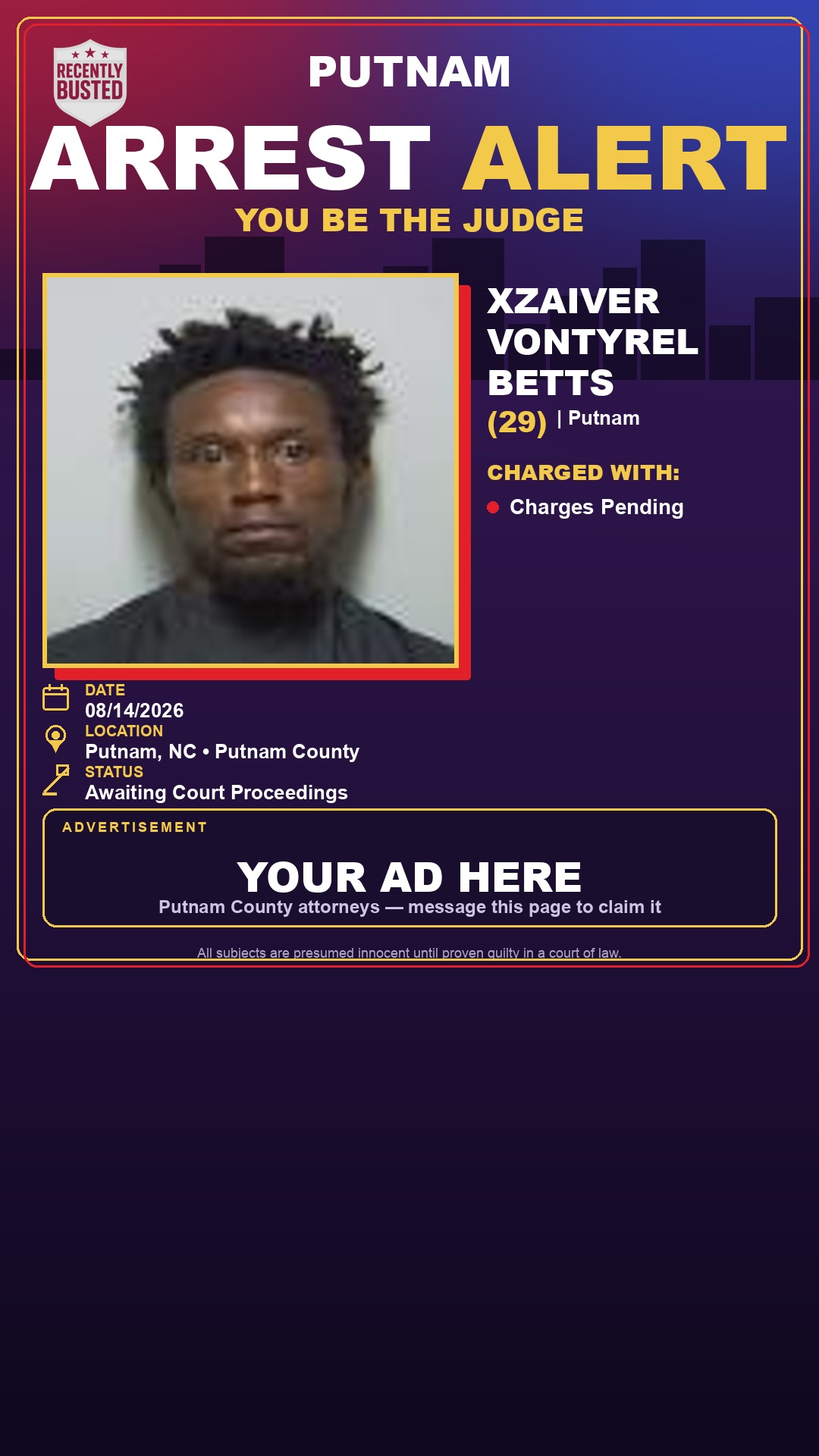 Arrest report - Xzaiver Vontyrel Betts