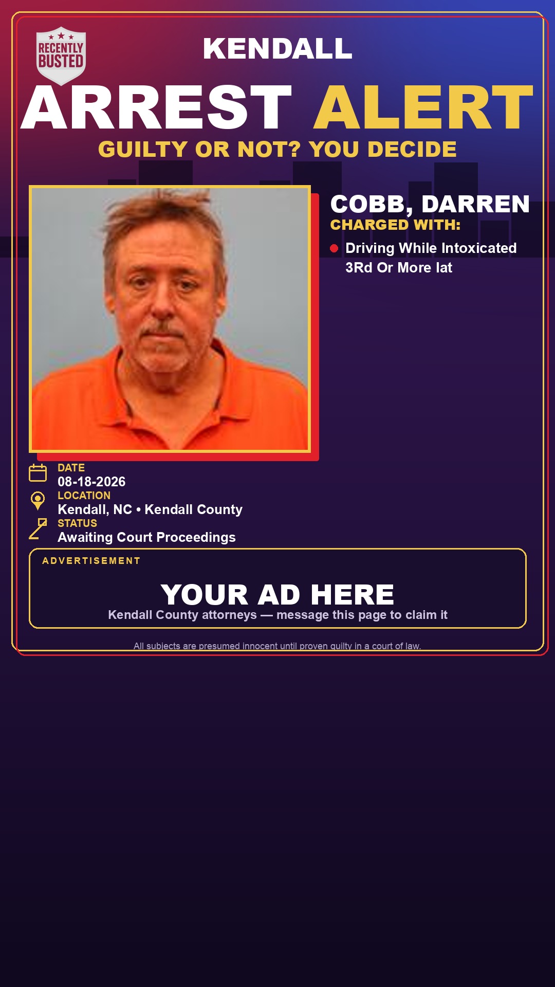 Arrest report - Cobb, Darren