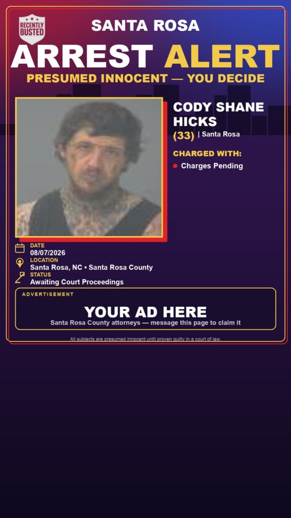 Arrest report - Cody Shane Hicks