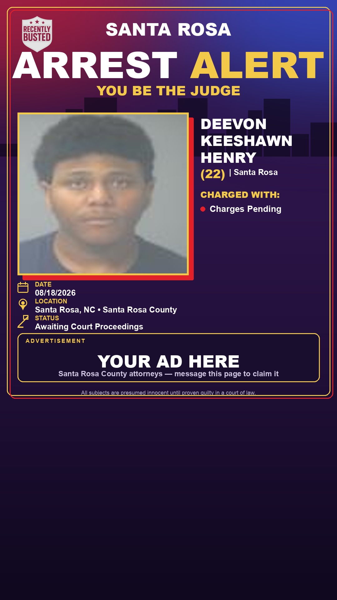 Arrest report - Deevon Keeshawn Henry