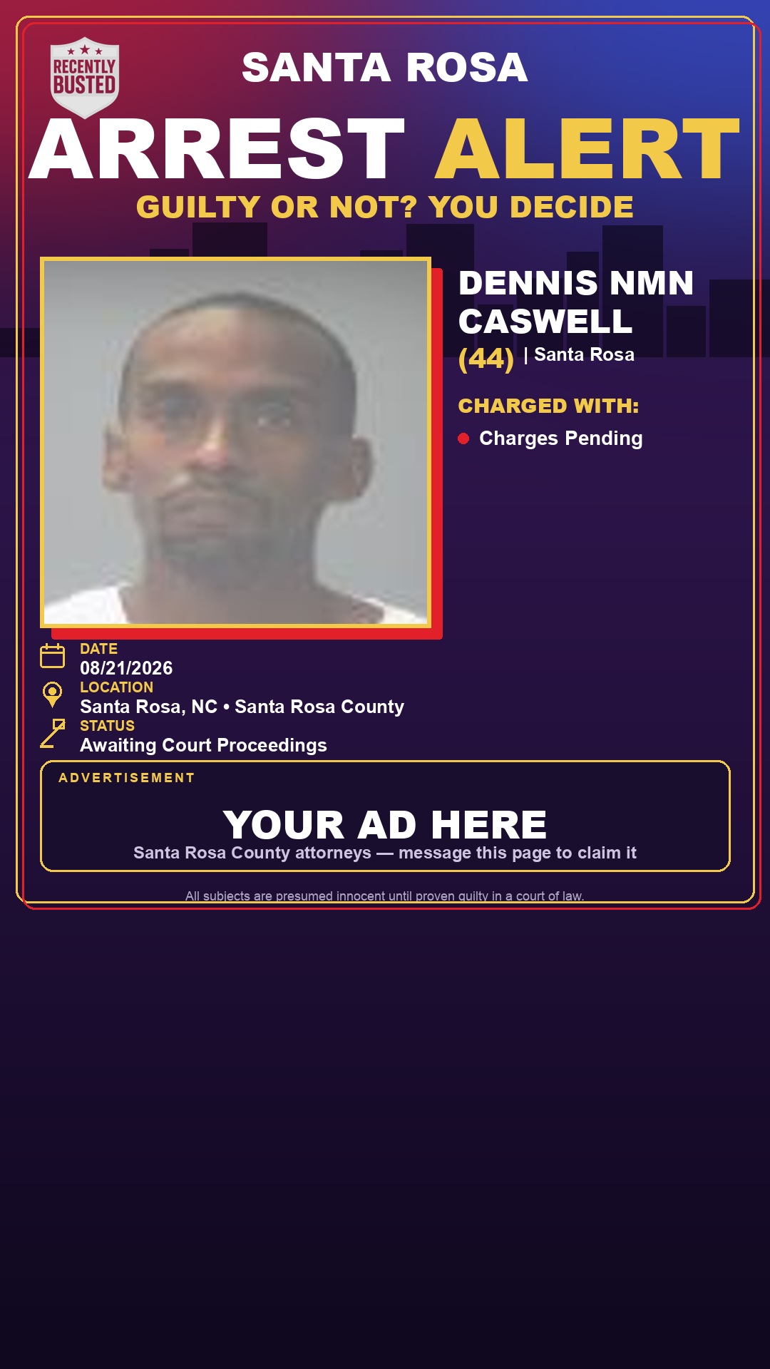 Arrest report - Dennis Nmn Caswell