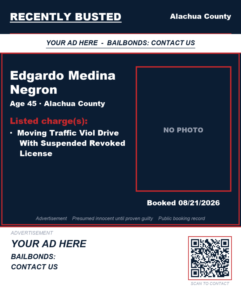 Arrest report — Edgardo Medina Negron