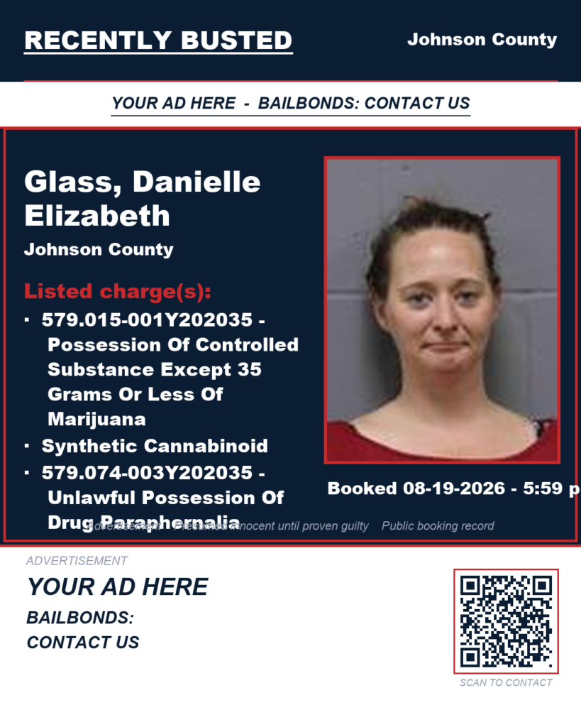 GLASS, DANIELLE ELIZABETH — arrest record card, Missouri