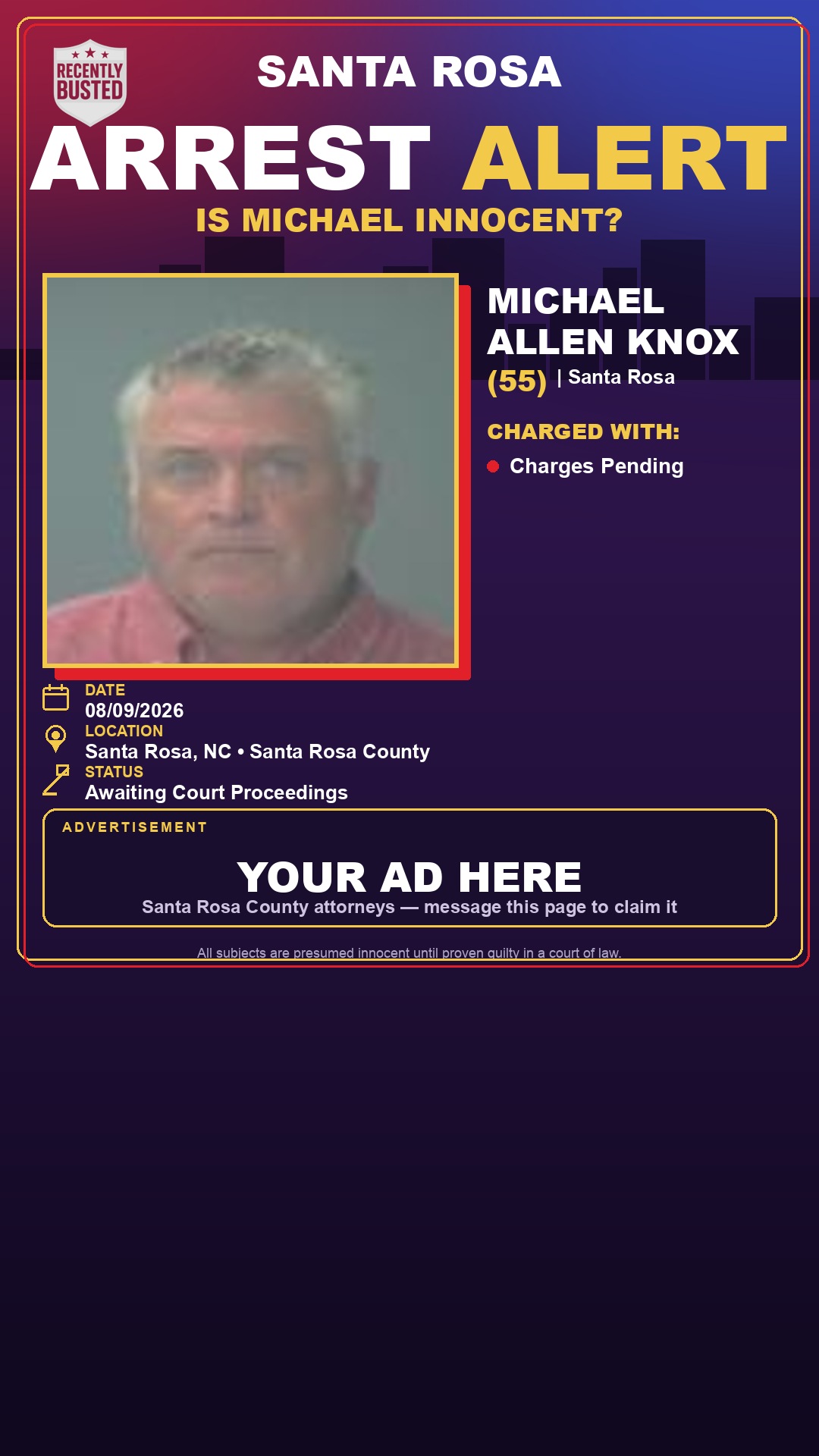 Arrest report - Michael Allen Knox